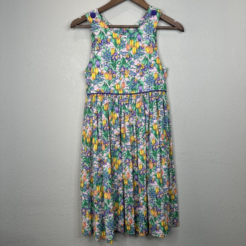 Judy Lynn Dress Girls 10 Tulip Dress‎ Spring Pink Purple Pleated Cottagecore